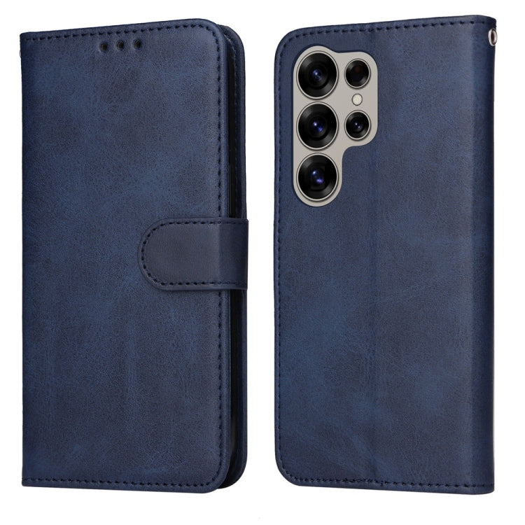 Custodia per telefono con flip in pelle di vitello con texture classica, For Galaxy S25 Ultra 5G, For Galaxy S24 FE 5G