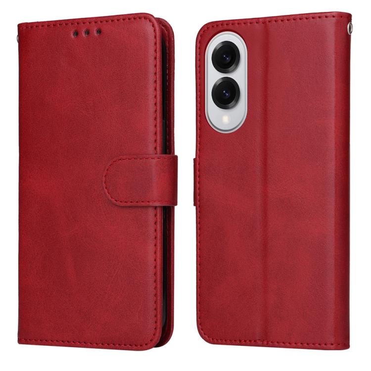 Custodia per telefono con flip in pelle di vitello con texture classica, For Galaxy S26 5G, For Galaxy S25 Edge 5G, For Galaxy S25 5G, For Galaxy S25+ 5G