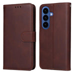 Custodia per telefono con flip in pelle di vitello con texture classica, For Galaxy S26 5G, For Galaxy S25 Edge 5G, For Galaxy S25 5G, For Galaxy S25+ 5G