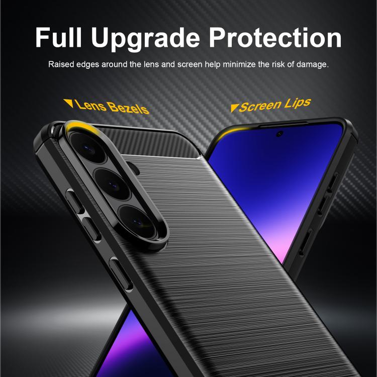 Custodia per telefono in TPU con texture spazzolata in fibra di carbonio, For Galaxy S26 FE 5G, For Samsung Galaxy S26+ 5G, For Samsung Galaxy S26 Edge 5G, For Samsung Galaxy S26 Ultra 5G, For Samsung Galaxy S25 FE 5G, For Samsung Galaxy S25 Edge 5G   ...