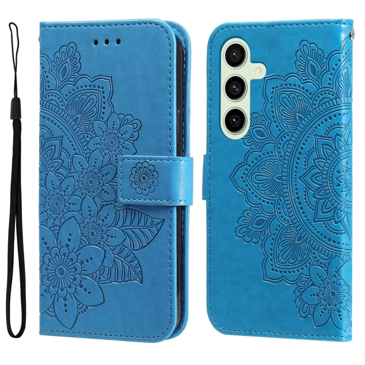 Custodia per telefono in pelle con stampa di fiori a sette petali, For Galaxy S25 Ultra 5G, For Galaxy S24 FE 5G