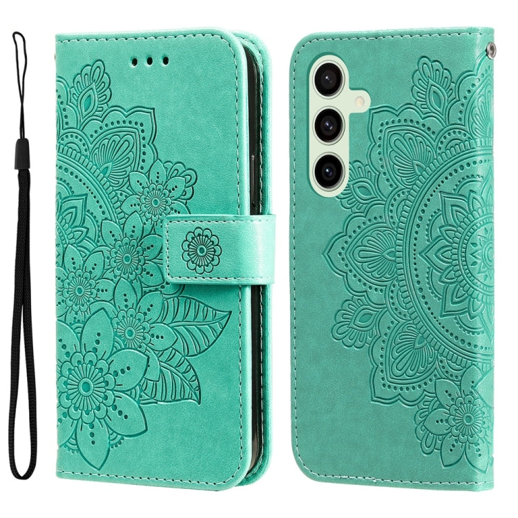 Custodia per telefono in pelle con stampa di fiori a sette petali, For Galaxy S25 Ultra 5G, For Galaxy S24 FE 5G