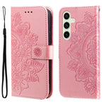 Custodia per telefono in pelle con stampa di fiori a sette petali, For Galaxy S25 Ultra 5G, For Galaxy S24 FE 5G