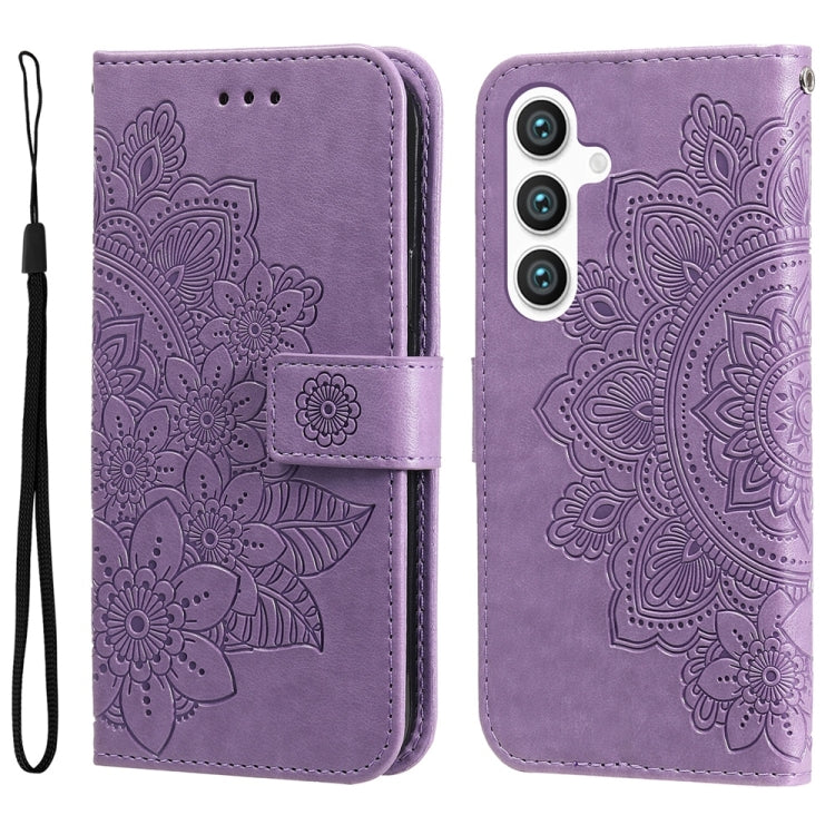 Custodia per telefono in pelle con stampa di fiori a sette petali, For Galaxy S26 5G, For Galaxy S25 Edge 5G, For Galaxy S25 5G, For Galaxy S25+ 5G