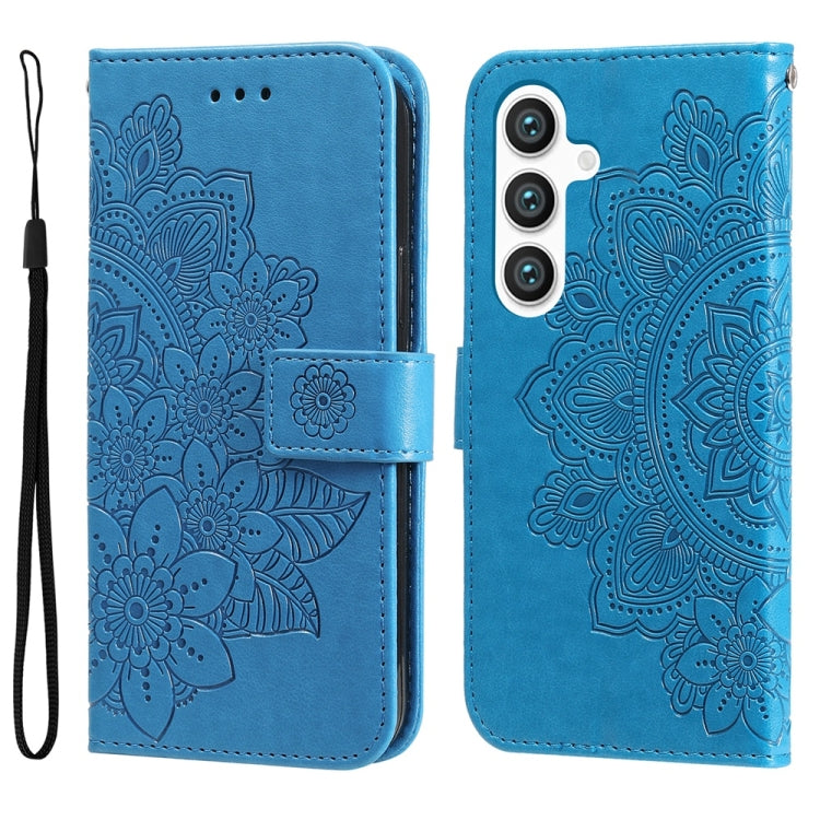 Custodia per telefono in pelle con stampa di fiori a sette petali, For Galaxy S26 5G, For Galaxy S25 Edge 5G, For Galaxy S25 5G, For Galaxy S25+ 5G
