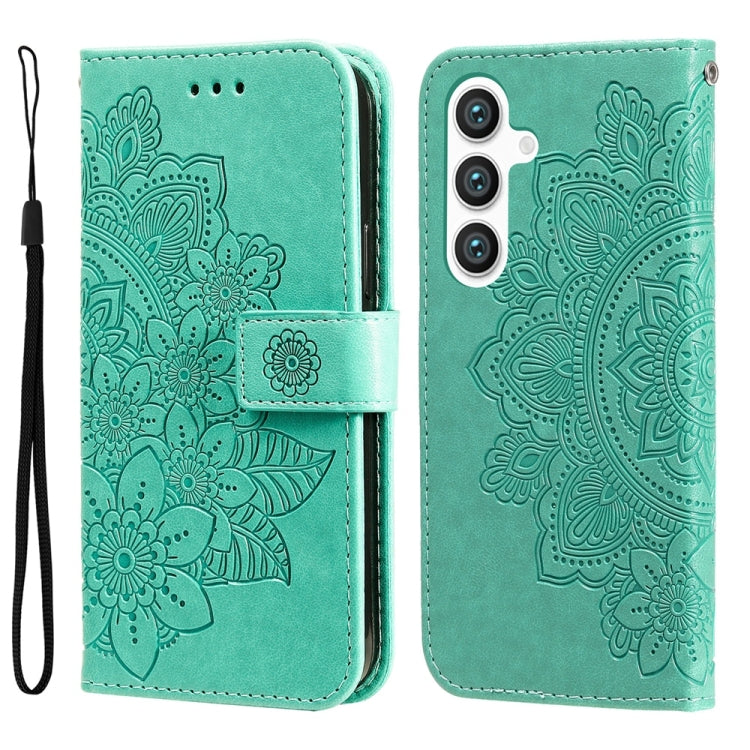 Custodia per telefono in pelle con stampa di fiori a sette petali, For Galaxy S26 5G, For Galaxy S25 Edge 5G, For Galaxy S25 5G, For Galaxy S25+ 5G