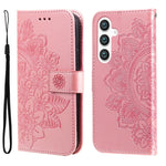 Custodia per telefono in pelle con stampa di fiori a sette petali, For Galaxy S26 5G, For Galaxy S25 Edge 5G, For Galaxy S25 5G, For Galaxy S25+ 5G