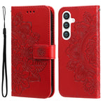 Custodia per telefono in pelle con stampa di fiori a sette petali, For Galaxy S26 5G, For Galaxy S25 Edge 5G, For Galaxy S25 5G, For Galaxy S25+ 5G