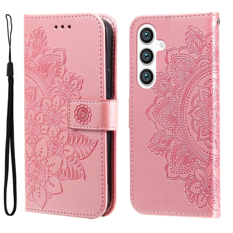 Custodia per telefono in pelle con stampa di fiori a sette petali, For Galaxy S26 5G, For Galaxy S25 Edge 5G, For Galaxy S25 5G, For Galaxy S25+ 5G