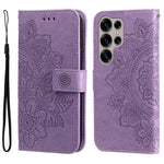 Custodia per telefono in pelle con stampa di fiori a sette petali, For Galaxy S25 Ultra 5G, For Galaxy S24 FE 5G