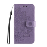 Custodia per telefono in pelle con stampa di fiori a sette petali, For Galaxy S25 Ultra 5G, For Galaxy S24 FE 5G