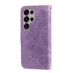 Custodia per telefono in pelle con stampa di fiori a sette petali, For Galaxy S25 Ultra 5G, For Galaxy S24 FE 5G