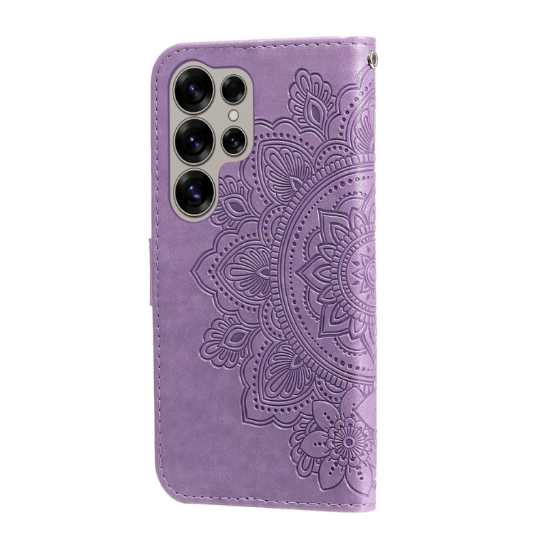Custodia per telefono in pelle con stampa di fiori a sette petali, For Galaxy S25 Ultra 5G, For Galaxy S24 FE 5G