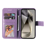 Custodia per telefono in pelle con stampa di fiori a sette petali, For Galaxy S25 Ultra 5G, For Galaxy S24 FE 5G