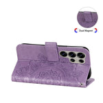 Custodia per telefono in pelle con stampa di fiori a sette petali, For Galaxy S25 Ultra 5G, For Galaxy S24 FE 5G