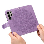 Custodia per telefono in pelle con stampa di fiori a sette petali, For Galaxy S25 Ultra 5G, For Galaxy S24 FE 5G