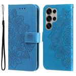 Custodia per telefono in pelle con stampa di fiori a sette petali, For Galaxy S25 Ultra 5G, For Galaxy S24 FE 5G