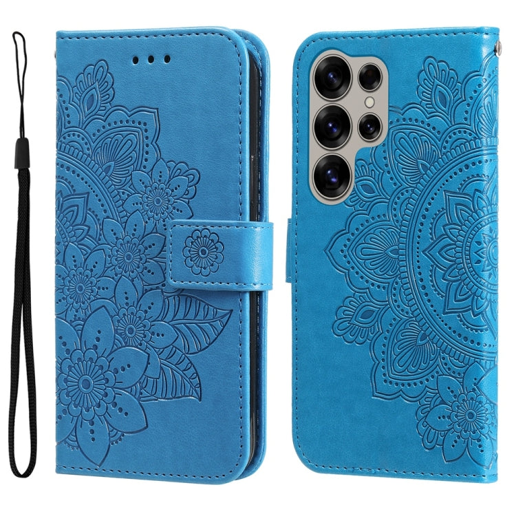 Custodia per telefono in pelle con stampa di fiori a sette petali, For Galaxy S25 Ultra 5G, For Galaxy S24 FE 5G