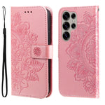 Custodia per telefono in pelle con stampa di fiori a sette petali, For Galaxy S25 Ultra 5G, For Galaxy S24 FE 5G
