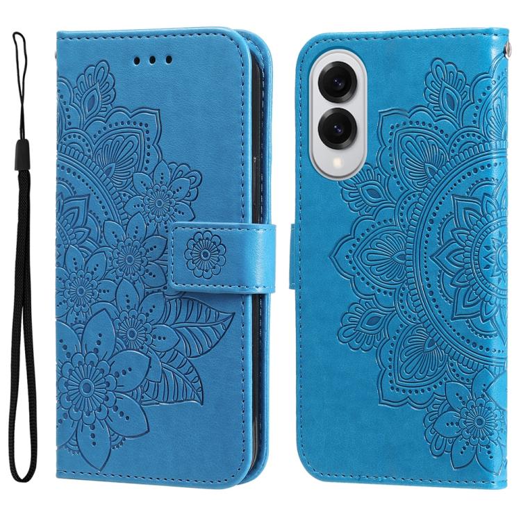 Custodia per telefono in pelle con stampa di fiori a sette petali, For Galaxy S26 5G, For Galaxy S25 Edge 5G, For Galaxy S25 5G, For Galaxy S25+ 5G