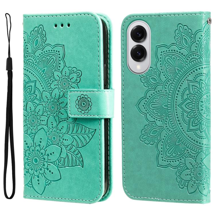Custodia per telefono in pelle con stampa di fiori a sette petali, For Galaxy S26 5G, For Galaxy S25 Edge 5G, For Galaxy S25 5G, For Galaxy S25+ 5G