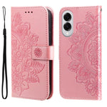 Custodia per telefono in pelle con stampa di fiori a sette petali, For Galaxy S26 5G, For Galaxy S25 Edge 5G, For Galaxy S25 5G, For Galaxy S25+ 5G