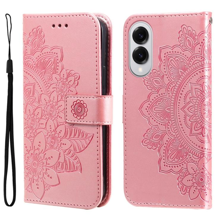 Custodia per telefono in pelle con stampa di fiori a sette petali, For Galaxy S26 5G, For Galaxy S25 Edge 5G, For Galaxy S25 5G, For Galaxy S25+ 5G
