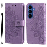 Custodia per telefono in pelle con stampa di fiori a sette petali, For Galaxy S26 5G, For Galaxy S25 Edge 5G, For Galaxy S25 5G, For Galaxy S25+ 5G