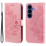 Custodia per telefono in pelle con stampa di fiori a sette petali, For Galaxy S26 5G, For Galaxy S25 Edge 5G, For Galaxy S25 5G, For Galaxy S25+ 5G