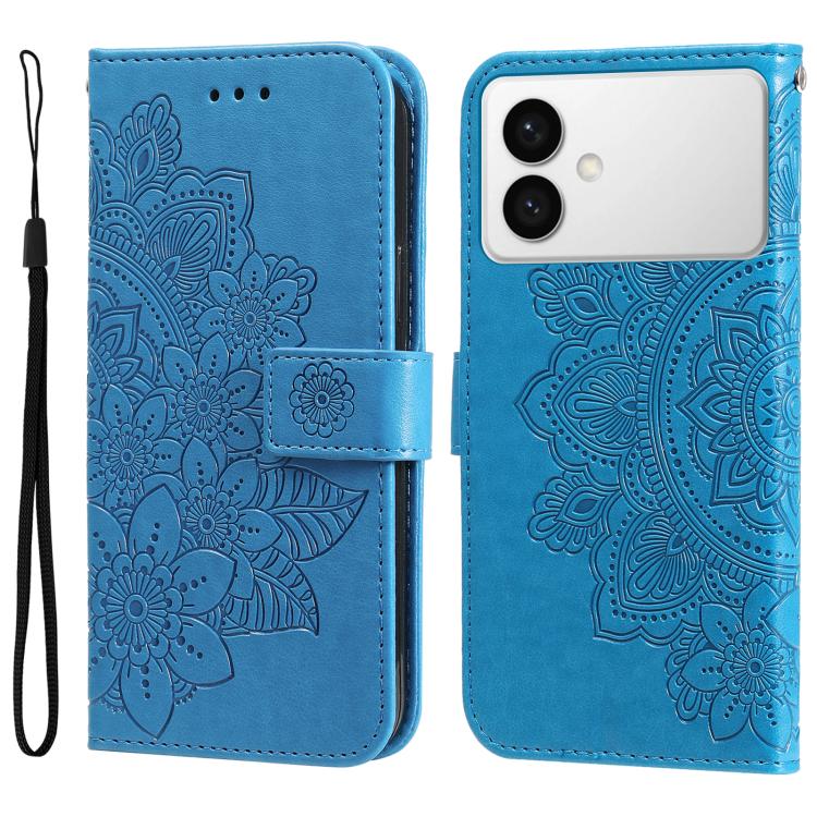 Custodia per telefono in pelle con stampa di fiori a sette petali, For Galaxy S26 FE 5G, For Galaxy S26+ 5G, For Galaxy S26 Edge 5G, For Galaxy S26 Ultra 5G