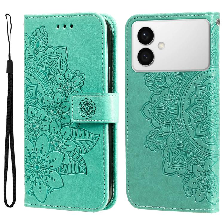 Custodia per telefono in pelle con stampa di fiori a sette petali, For Galaxy S26 FE 5G, For Galaxy S26+ 5G, For Galaxy S26 Edge 5G, For Galaxy S26 Ultra 5G