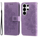 Custodia per telefono in pelle con stampa di fiori a sette petali, For Galaxy S26 FE 5G, For Galaxy S26+ 5G, For Galaxy S26 Edge 5G, For Galaxy S26 Ultra 5G