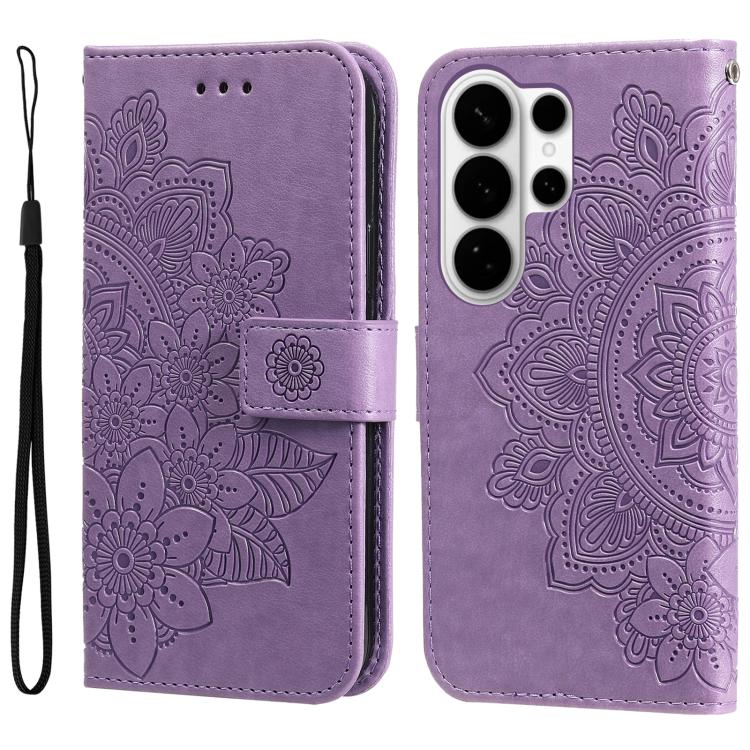 Custodia per telefono in pelle con stampa di fiori a sette petali, For Galaxy S26 FE 5G, For Galaxy S26+ 5G, For Galaxy S26 Edge 5G, For Galaxy S26 Ultra 5G