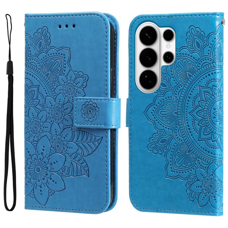 Custodia per telefono in pelle con stampa di fiori a sette petali, For Galaxy S26 FE 5G, For Galaxy S26+ 5G, For Galaxy S26 Edge 5G, For Galaxy S26 Ultra 5G
