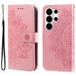 Custodia per telefono in pelle con stampa di fiori a sette petali, For Galaxy S26 FE 5G, For Galaxy S26+ 5G, For Galaxy S26 Edge 5G, For Galaxy S26 Ultra 5G