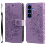 Custodia per telefono in pelle con stampa di fiori a sette petali, For Galaxy S26 FE 5G, For Galaxy S26+ 5G, For Galaxy S26 Edge 5G, For Galaxy S26 Ultra 5G