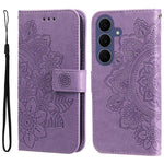 Custodia per telefono in pelle con stampa di fiori a sette petali, For Galaxy S26 FE 5G, For Galaxy S26+ 5G, For Galaxy S26 Edge 5G, For Galaxy S26 Ultra 5G