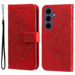 Custodia per telefono in pelle con stampa di fiori a sette petali, For Galaxy S26 FE 5G, For Galaxy S26+ 5G, For Galaxy S26 Edge 5G, For Galaxy S26 Ultra 5G