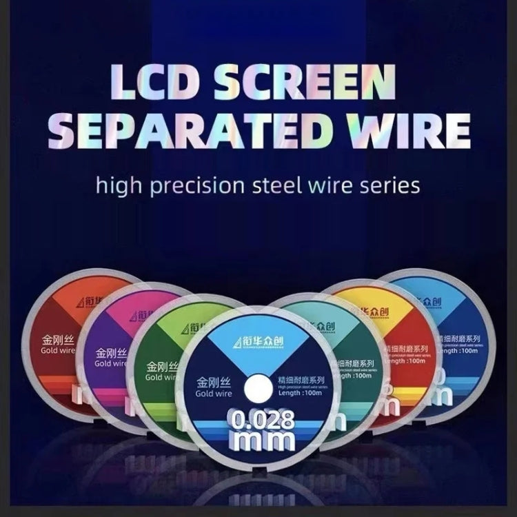 Filo diamantato per la separazione dello schermo LCD curvo, 0.028mm x 100m, 0.035mm x 100m, 0.02mm x 100m, 0.03mm x 100m, 0.04mm x 100m, 0.05mm x 100m