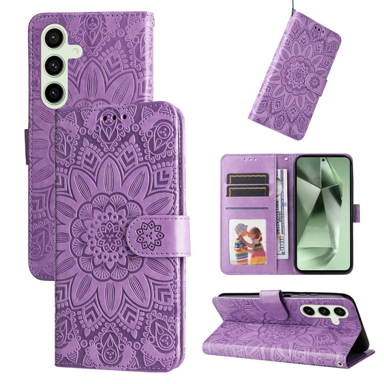 Custodia per telefono in pelle con stampa girasole in rilievo, For Galaxy S25 Ultra 5G, For Galaxy S24 FE 5G