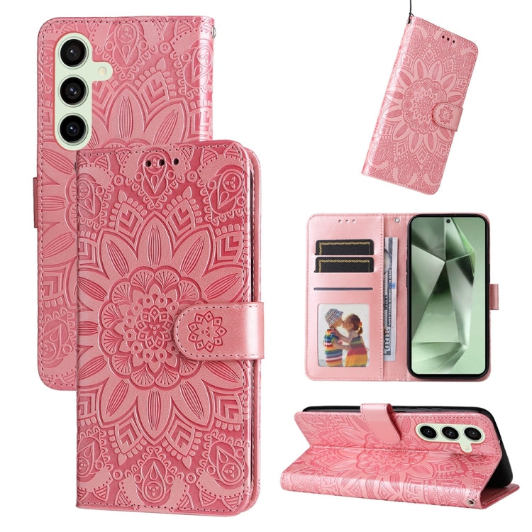 Custodia per telefono in pelle con stampa girasole in rilievo, For Galaxy S25 Ultra 5G, For Galaxy S24 FE 5G