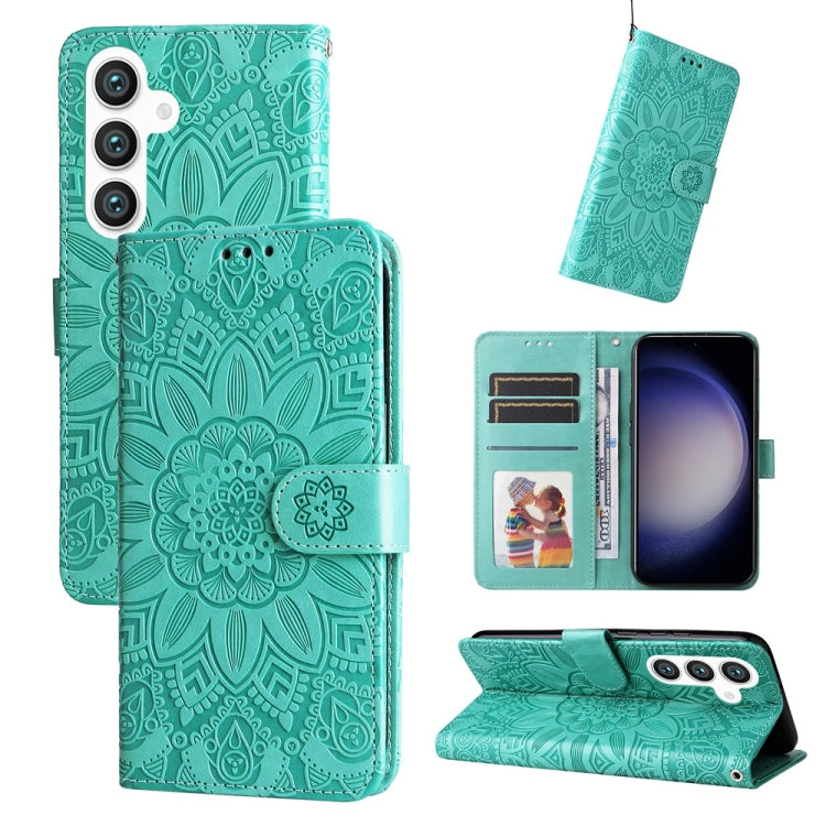 Custodia per telefono in pelle con stampa girasole in rilievo, For Galaxy S26 5G, For Galaxy S25 Edge 5G, For Galaxy S25 5G, For Galaxy S25+ 5G