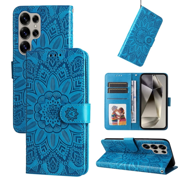 Custodia per telefono in pelle con stampa girasole in rilievo, For Galaxy S25 Ultra 5G, For Galaxy S24 FE 5G