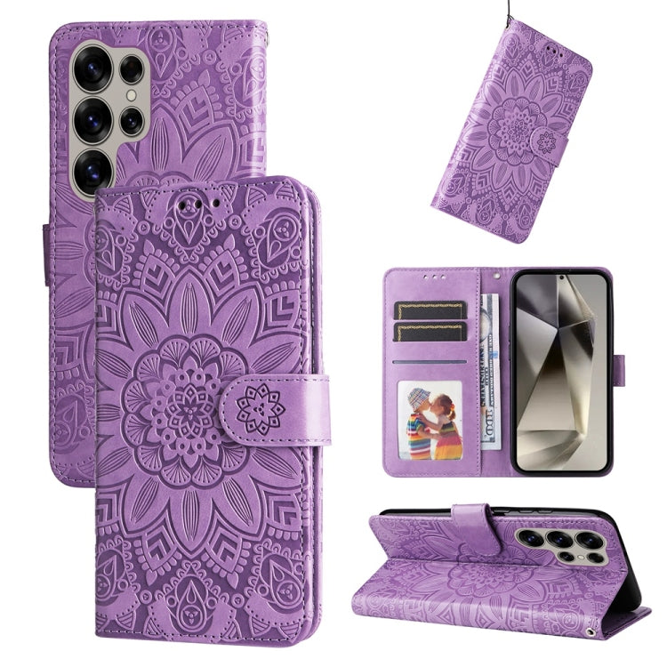 Custodia per telefono in pelle con stampa girasole in rilievo, For Galaxy S25 Ultra 5G, For Galaxy S24 FE 5G