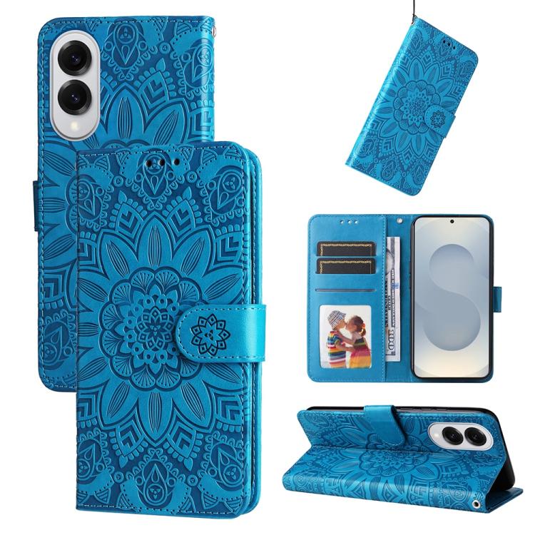 Custodia per telefono in pelle con stampa girasole in rilievo, For Galaxy S26 5G, For Galaxy S25 Edge 5G, For Galaxy S25 5G, For Galaxy S25+ 5G