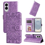 Custodia per telefono in pelle con stampa girasole in rilievo, For Galaxy S26 5G, For Galaxy S25 Edge 5G, For Galaxy S25 5G, For Galaxy S25+ 5G