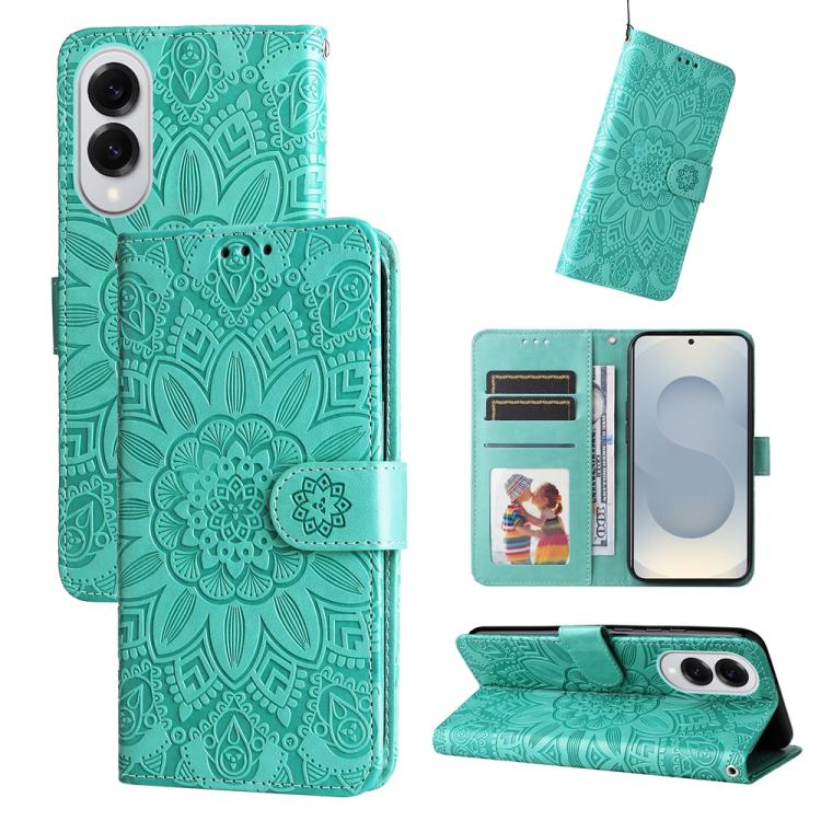 Custodia per telefono in pelle con stampa girasole in rilievo, For Galaxy S26 5G, For Galaxy S25 Edge 5G, For Galaxy S25 5G, For Galaxy S25+ 5G