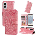 Custodia per telefono in pelle con stampa girasole in rilievo, For Galaxy S26 5G, For Galaxy S25 Edge 5G, For Galaxy S25 5G, For Galaxy S25+ 5G