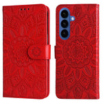 Custodia per telefono in pelle con stampa girasole in rilievo, For Galaxy S26 5G, For Galaxy S25 Edge 5G, For Galaxy S25 5G, For Galaxy S25+ 5G