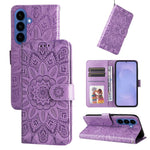 Custodia per telefono in pelle con stampa girasole in rilievo, For Galaxy S26 5G, For Galaxy S25 Edge 5G, For Galaxy S25 5G, For Galaxy S25+ 5G